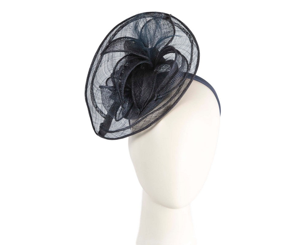 Navy sinamay racing fascinator by Max Alexander-0