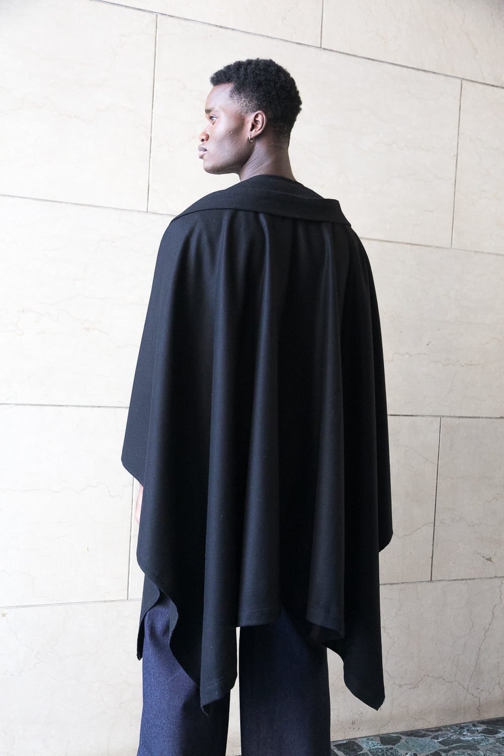 Midi recycled wool cape-1