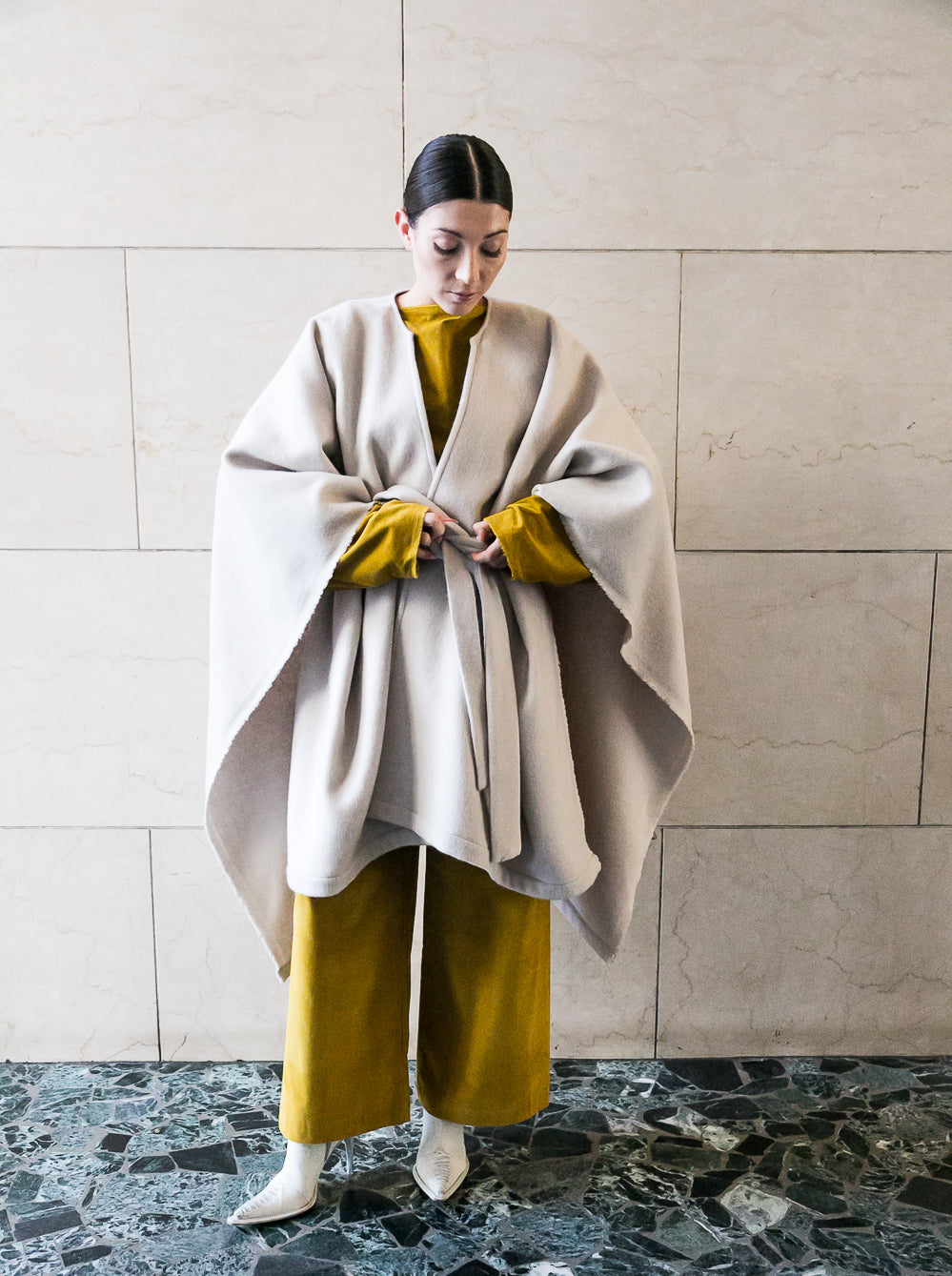 Midi recycled wool cape-3