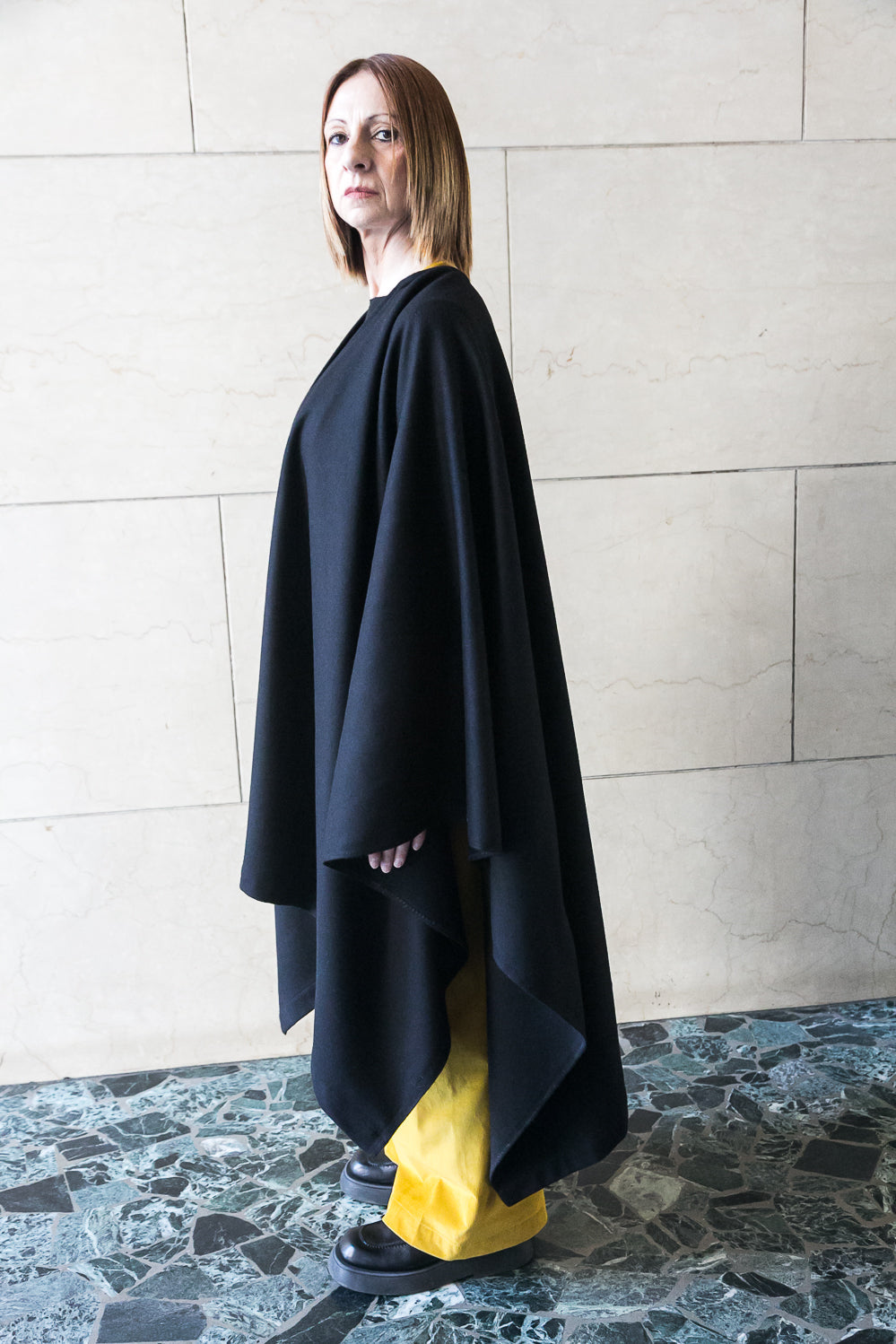 Midi recycled wool cape-4
