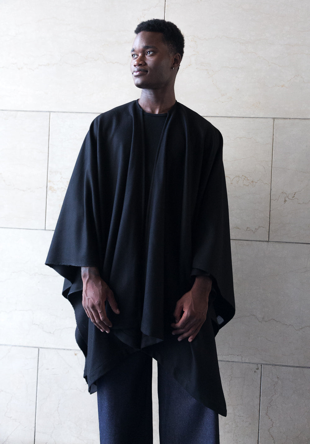 Midi recycled wool cape-5