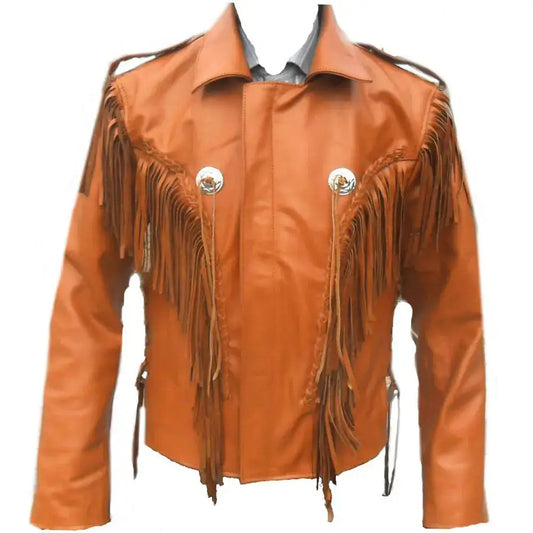 Men's Cowboy Western Fringed Leather Jacket