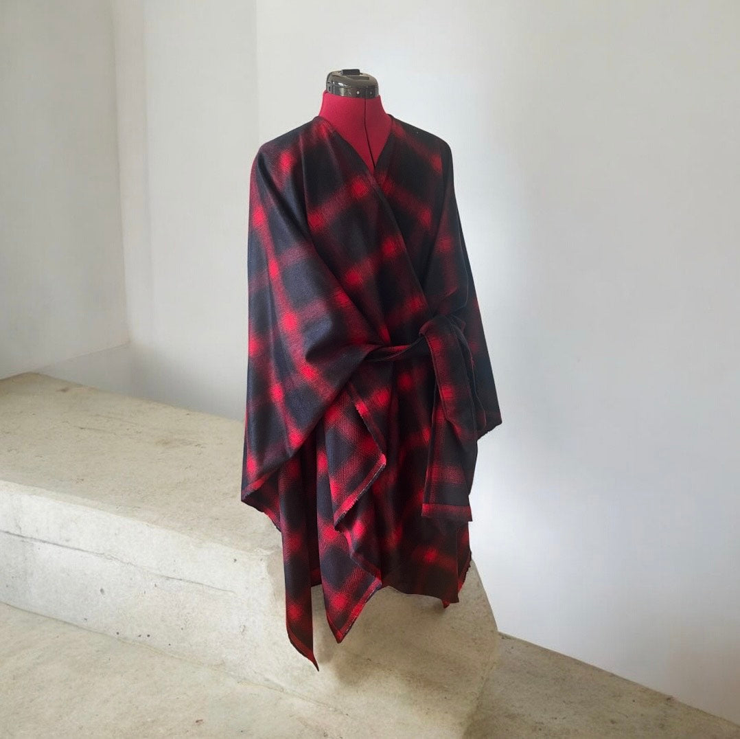 Midi recycled wool cape-7