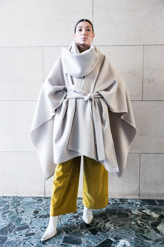 Midi recycled wool cape-0