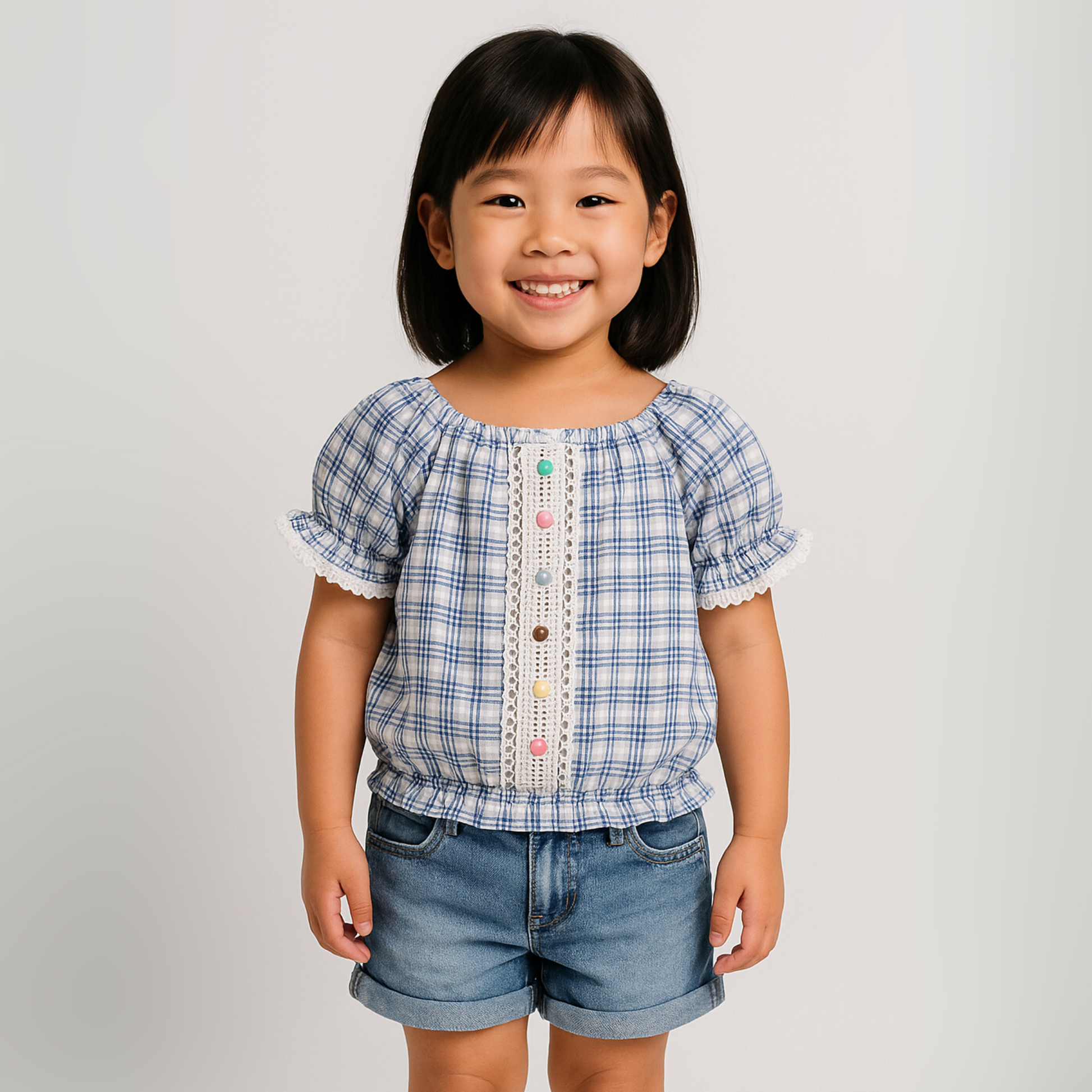 Stylish Square Girls Denim Set-0