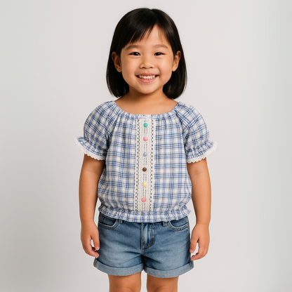 Stylish Square Girls Denim Set-0