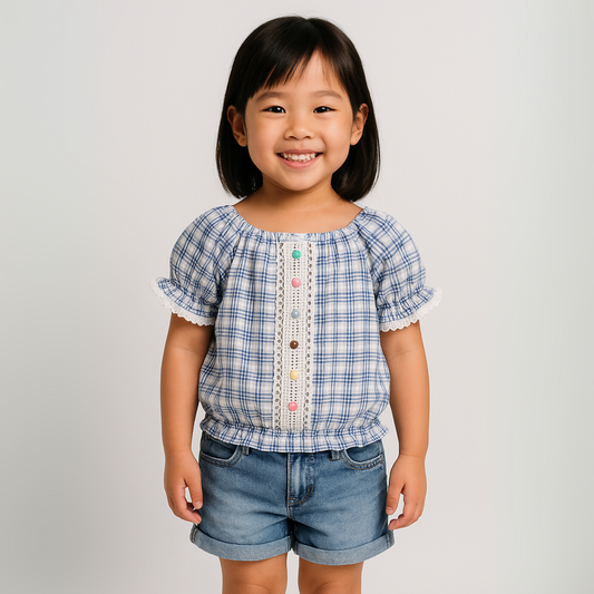 Stylish Square Girls Denim Set-0